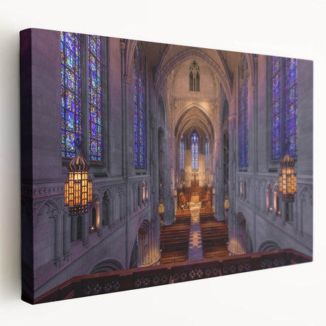 Panoramic view of Pittsburgh skyline in muted blue and gray tones on stretched canvas, suitable for kitchen wall art.