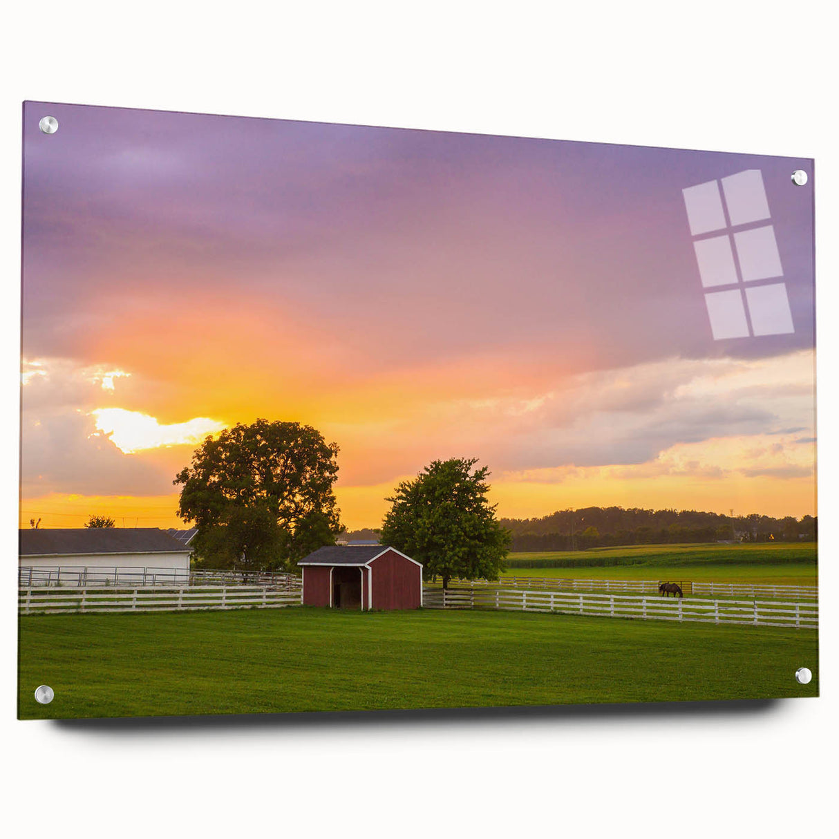Large abstract wall art of Pennsylvania scenery in muted earth tones on acrylic glass.