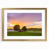 Extra large abstract art print of textured Pennsylvania scenery in muted earth tones, framed in gold.