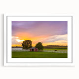 Abstract art print of Pennsylvania scenery in muted earth tones on a framed canvas, suitable for dining room decor.