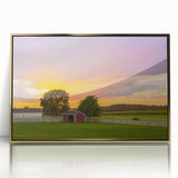 Framed acrylic print of a Pennsylvania landscape in mid-century modernist style, with muted earth tones.