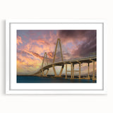Abstract art print of Charleston scenery in muted earth tones on a framed white mat, ideal for dining room decor.