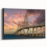 Black and white framed canvas of Charleston landscape with vintage poster art style, suitable for bedroom decor.