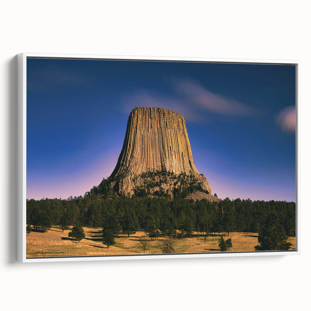 Vintage poster art of South Dakota Badlands in vibrant colors on a large framed canvas, ideal for living room decor.