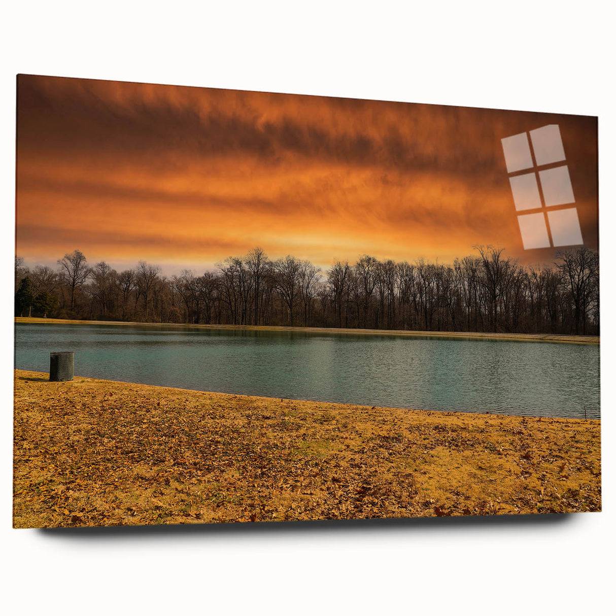 Large abstract wall art depicting the Memphis skyline in shades of blue and gray on acrylic glass.