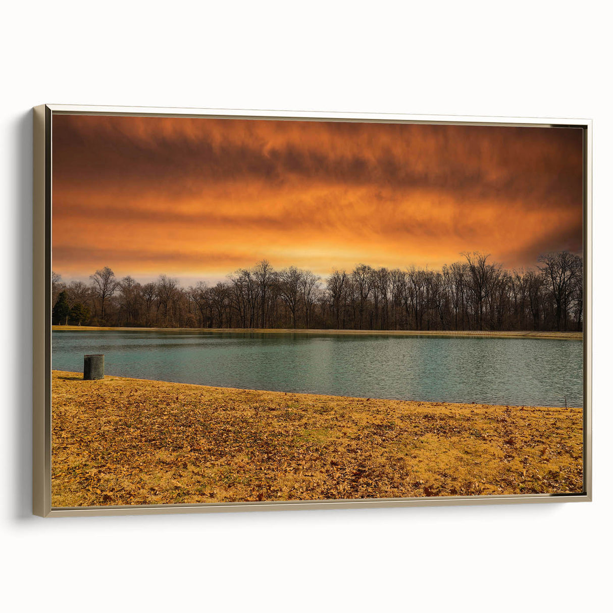 Framed canvas wall art featuring a vintage-style landscape of Memphis, Tennessee in muted gold and black tones.