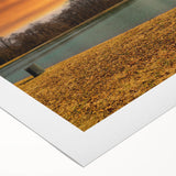 Art deco poster of Memphis skyline in muted blue tones on rolled canvas, suitable for dining room decor.