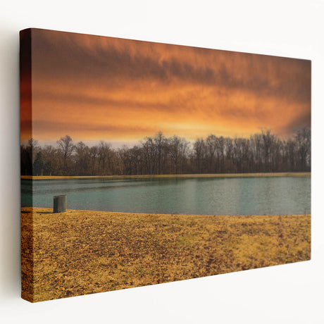 Memphis, Tennessee cityscape on large stretched canvas with vivid blue and orange twilight hues.