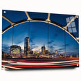 Acrylic print of Nashville skyline in muted evening colors, suitable for bedroom or dining room decor.