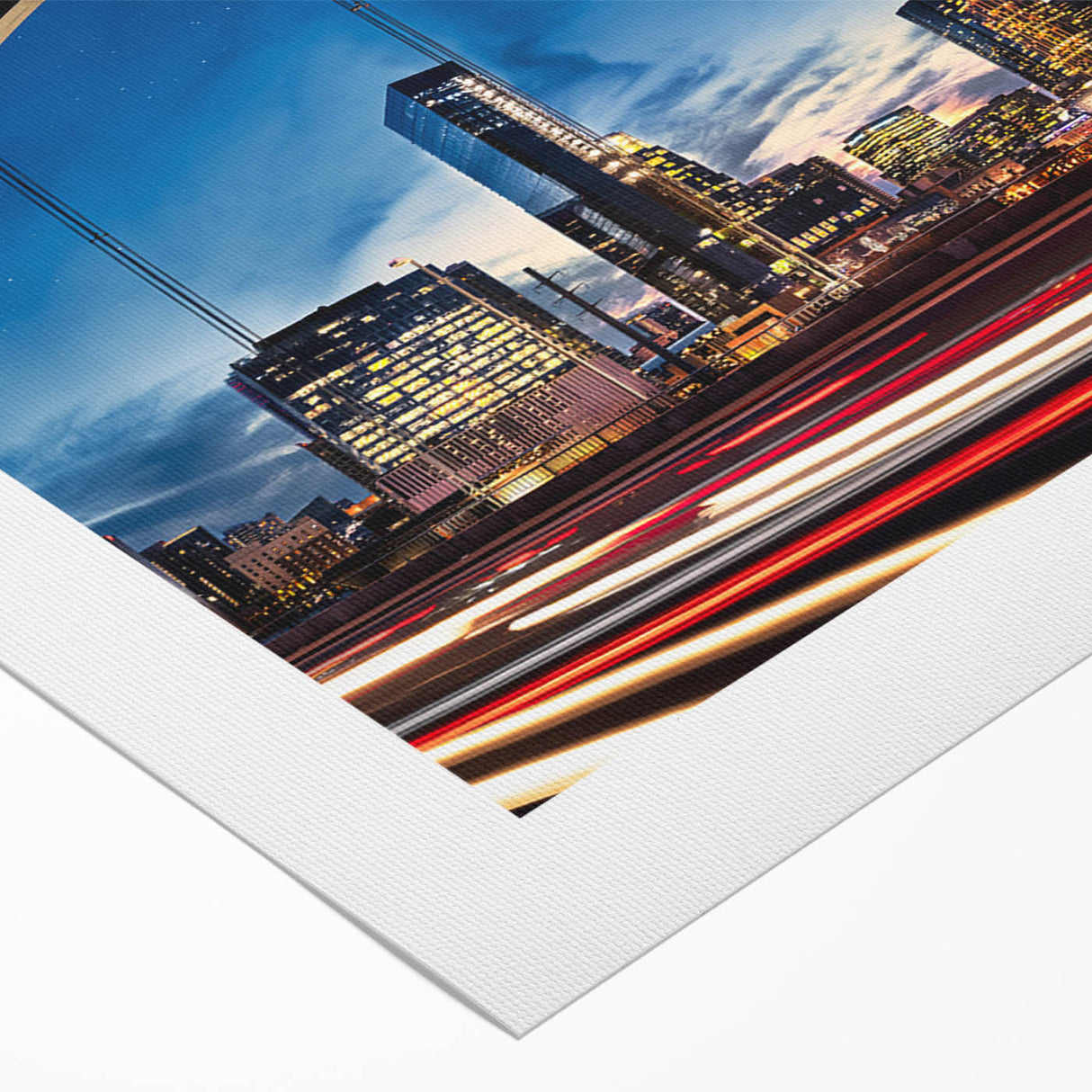 Art deco poster of Nashville skyline in muted gold and blue tones on rolled canvas, suitable for dining room decor.