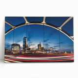Black and white stretched canvas of Nashville skyline, ideal for kitchen wall art or bedroom ambiance.
