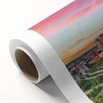 Art Deco style poster of Houston skyline in pastel shades on rolled canvas, ideal for nursery wall art.