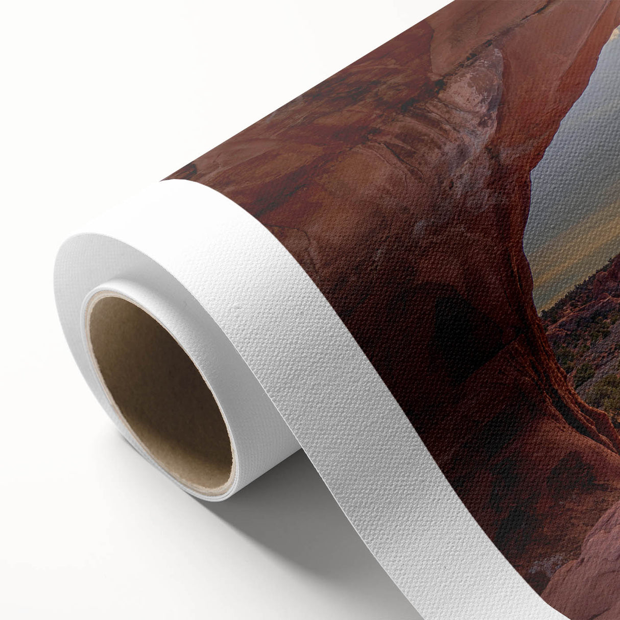 Art Deco style arches in Utah on rolled canvas, with muted earth tones, ideal for nursery wall art.
