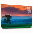 Acrylic print of a Vermont landscape in muted earth tones, ideal for dining room decor.