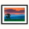 Extra large abstract art print of vibrant, colorful Vermont scenery on a textured canvas, framed in black.