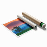 Extra large rolled print of Vermont scenery with muted green and blue tones, ideal for classy bathroom wall art.
