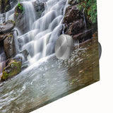 Large abstract wall art depicting Virginia scenery in muted earth tones on acrylic glass, ideal for dining room ambiance.