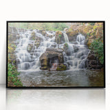 Large abstract wall art depicting Virginia scenery in muted earth tones on a framed acrylic.