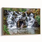 Framed canvas featuring a vintage-style landscape painting of Virginia scenery in muted gold and black tones.