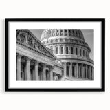 Abstract art print of Washington DC Capitol in vibrant colors on a textured, extra large canvas, ideal for living room decor.