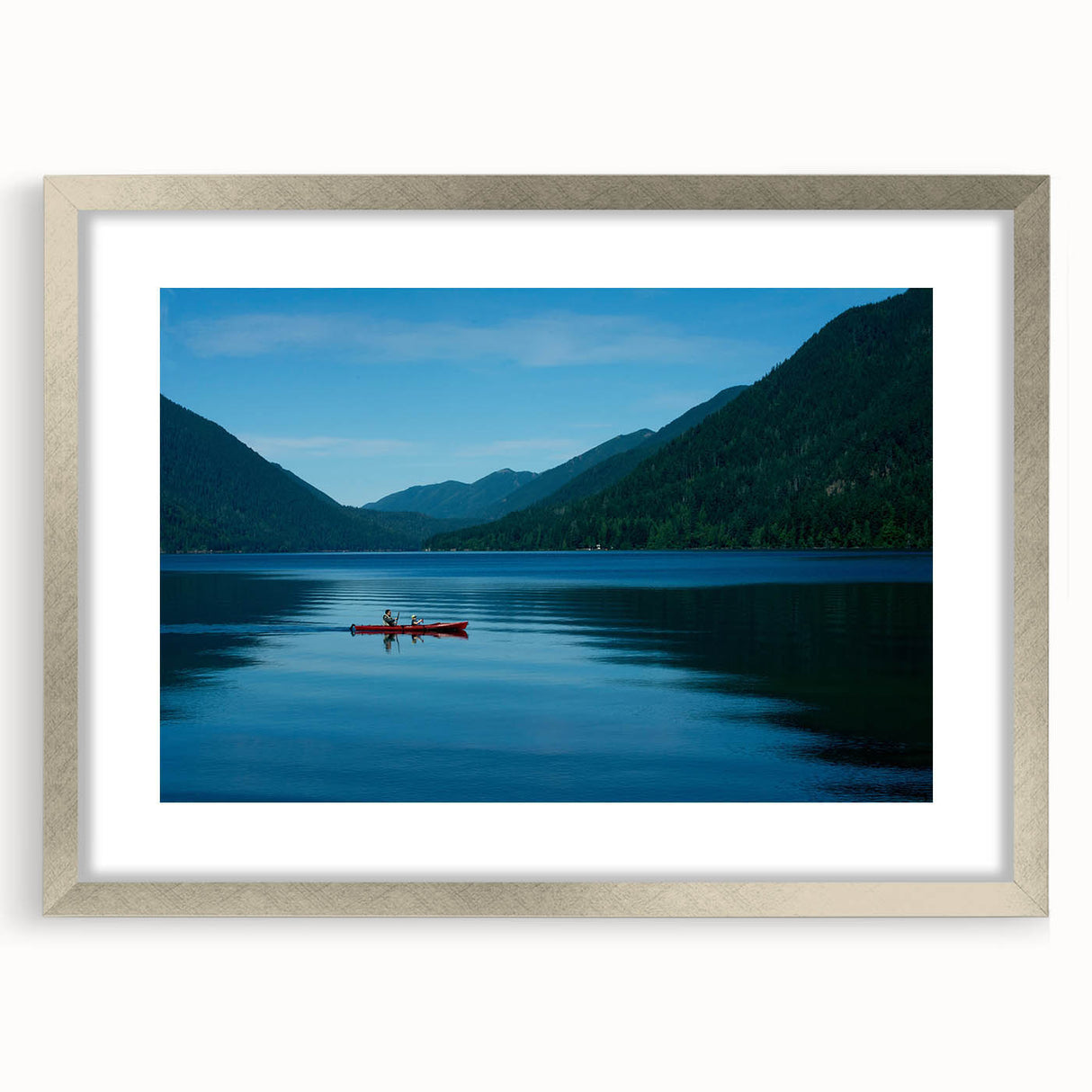 Textured abstract art print depicting Olympic National Park in muted earth tones, framed in silver, ideal for bedroom art.