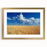 Extra large wall art of abstract textured Palouse scenery in soft earth tones, framed in gold, ideal for living room decor.