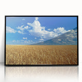 Large abstract wall art depicting the rolling hills of Palouse, USA, in muted earth tones on a framed acrylic.