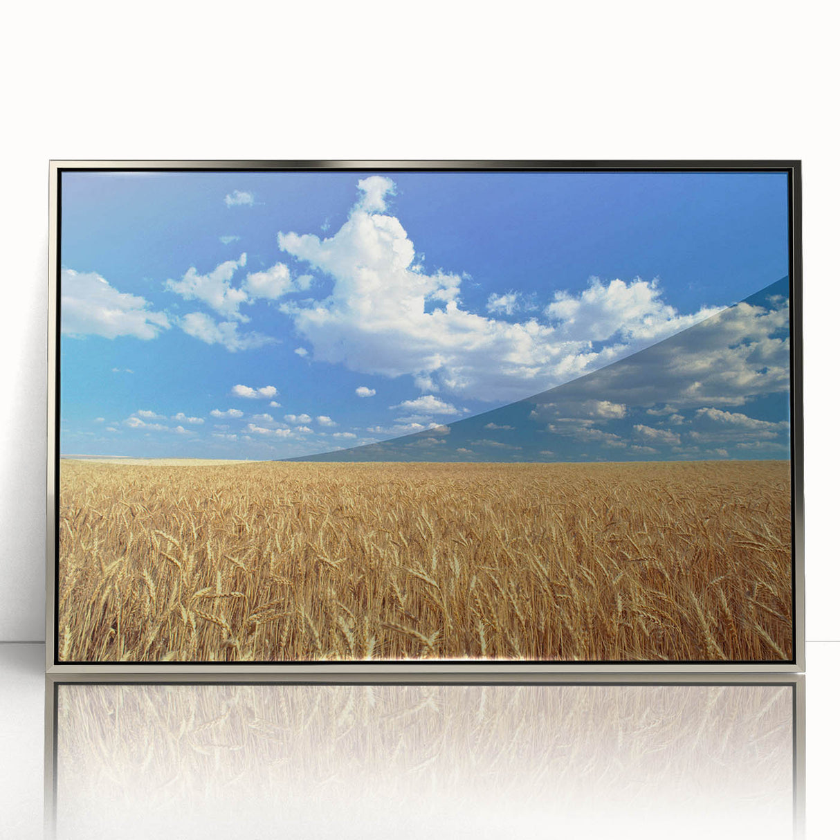Mid-century modernist art of Palouse, Washington in acrylic print with silver frame, ideal for nursery wall art.