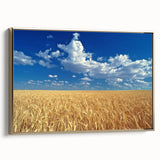 Framed canvas depicting the Palouse landscape in Washington with muted earth tones, ideal for bedroom wall art.