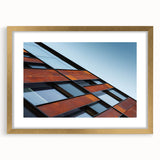 Extra large abstract art print of Seattle skyline in textured gold frame, suitable for living room decor.