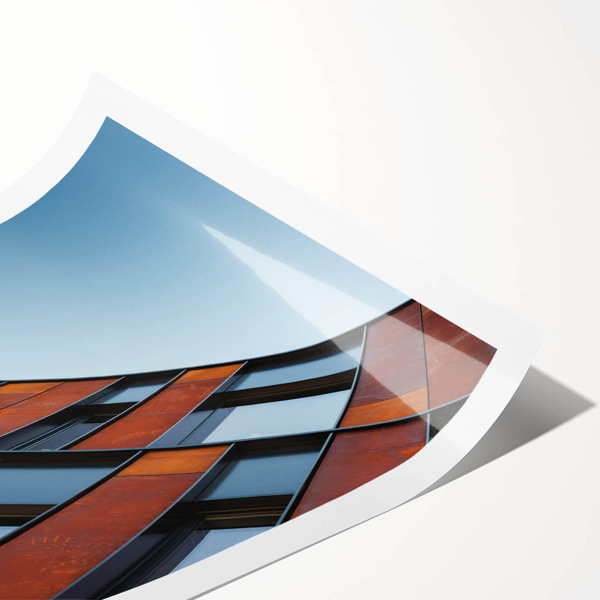 Extra large rolled print of Seattle skyline with line art flowers in subdued earth tones.