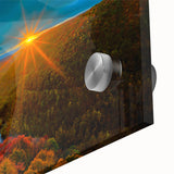 Acrylic print of large abstract wall art featuring vibrant colors and mid-century modernist style, ideal for dining room art.