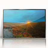 Large art print of a West Virginia landscape in muted earth tones on a framed acrylic, ideal for modern art wall decor.