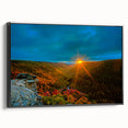 Black and white framed canvas featuring a vintage-style West Virginia landscape, ideal for bedroom wall decor.