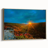 Framed canvas depicting a vintage-style West Virginia landscape in black and gold tones, ideal for bedroom wall art.