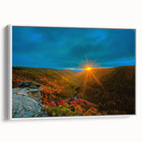 Vintage poster art of West Virginia scenery on framed canvas.