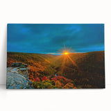Black and white stretched canvas depicting a serene West Virginia landscape, ideal for kitchen wall art.