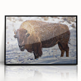 Large abstract wall art depicting Yellowstone scenery in muted earth tones on a framed acrylic.