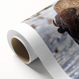 Art Deco poster of Yellowstone scenery on rolled canvas, featuring muted earth tones, ideal for nursery wall art.