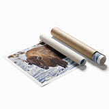 Yellowstone National Park scenery on rolled print, featuring vivid green and blue tones, ideal for classy bathroom wall art.