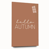 Large abstract wall art depicting fall season in muted orange and brown tones, acrylic print.