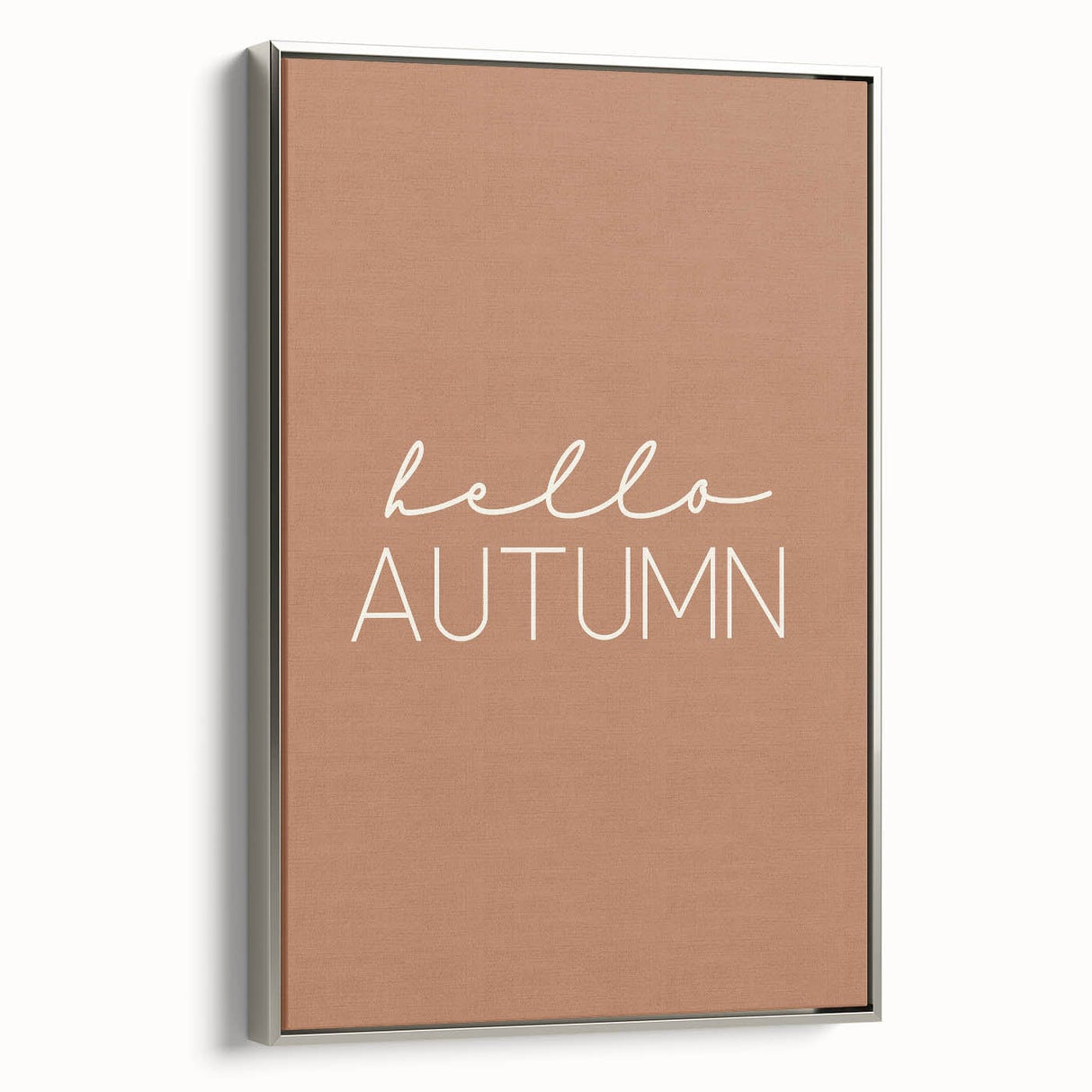 Framed canvas depicting a vintage landscape painting of autumn trees in vibrant orange and red tones.