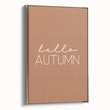 Framed canvas depicting a vintage landscape painting of autumn trees in vibrant orange and red tones.