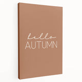 Autumn-themed stretched canvas featuring a fall landscape with warm orange and brown tones, ideal for kitchen wall art.