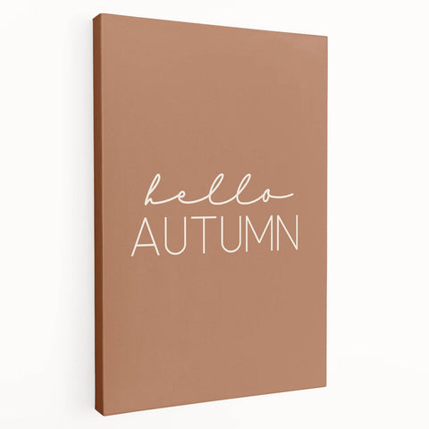 Autumn-themed stretched canvas featuring a fall landscape with warm orange and brown tones, ideal for kitchen wall art.