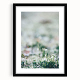 Extra large abstract art print featuring colorful, textured spring motifs on a black framed canvas.