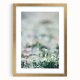 Extra large abstract art print with textured design in vibrant spring colors, framed in gold, ideal for living room decor.