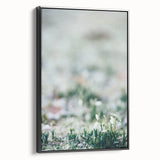 Black and white vintage poster art of a spring landscape on framed canvas, suitable for bedroom decor.