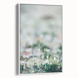 Vintage poster art depicting spring season in vibrant colors on a framed canvas, ideal for living room decor.