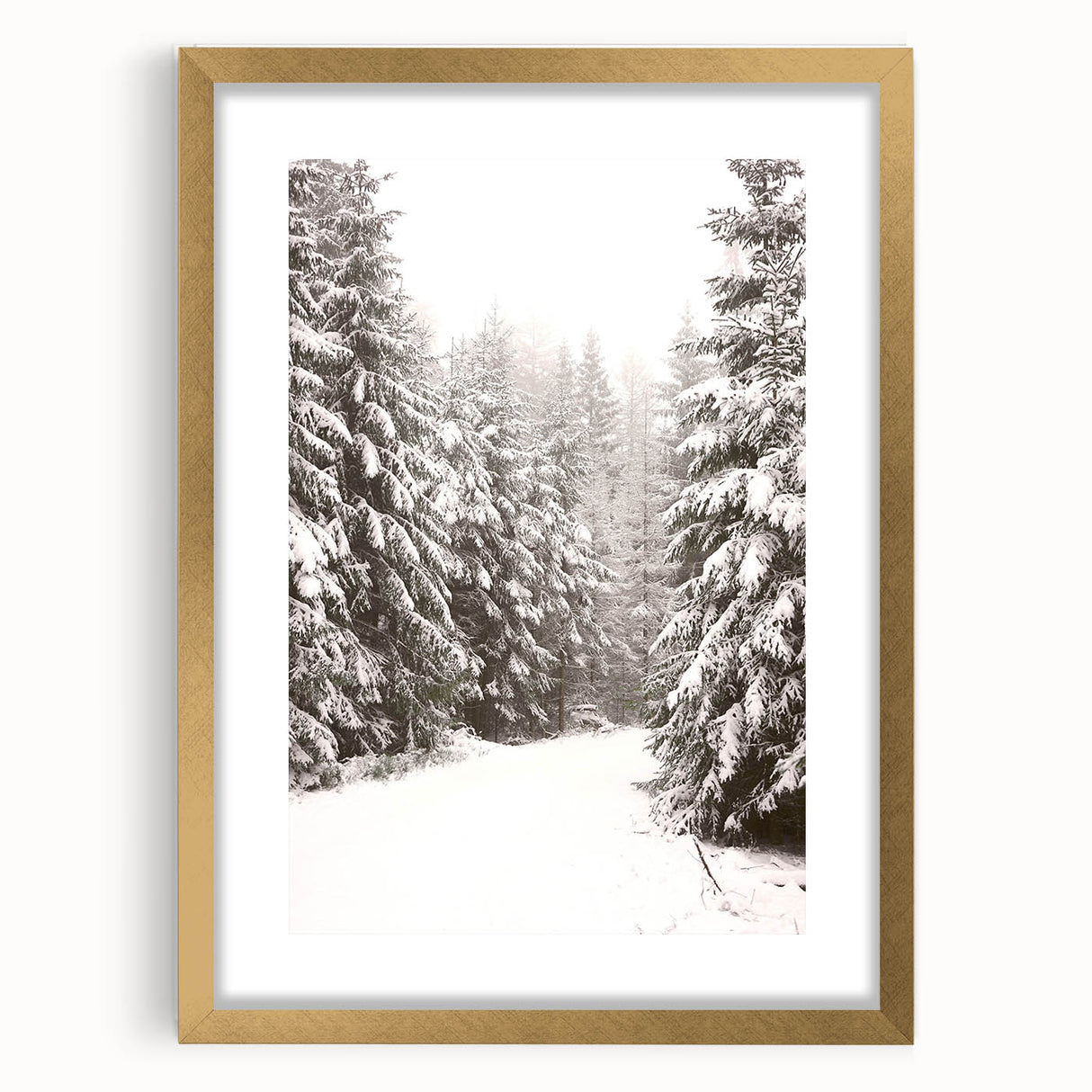 Extra large abstract art print featuring textured swirls in cool blue and white tones, framed in gold.